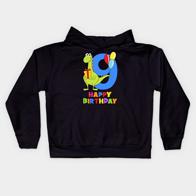 9th Birthday Party 9 Year Old Nine Years Kids Hoodie by KidsBirthdayPartyShirts